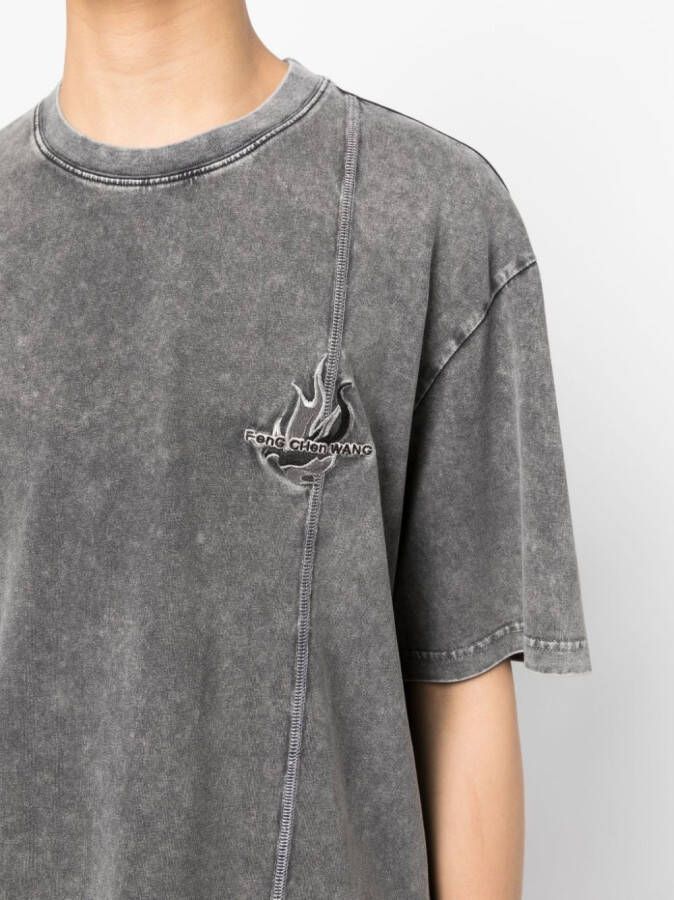 Feng Chen Wang T-shirt met geborduurd logo Grijs