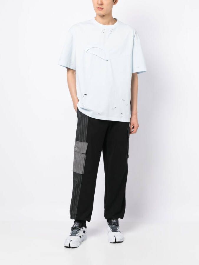 Feng Chen Wang T-shirt met gerafeld effect Blauw