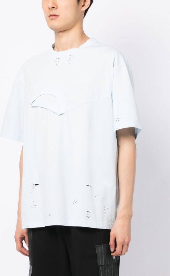 Feng Chen Wang T-shirt met gerafeld effect Blauw