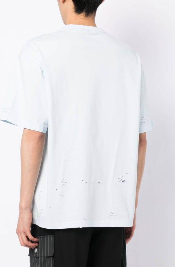 Feng Chen Wang T-shirt met gerafeld effect Blauw