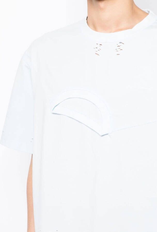 Feng Chen Wang T-shirt met gerafeld effect Blauw