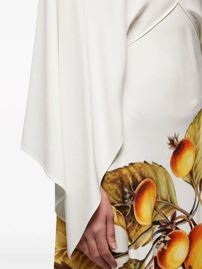Ferragamo Asymmetrische midi-jurk met botanische print Wit