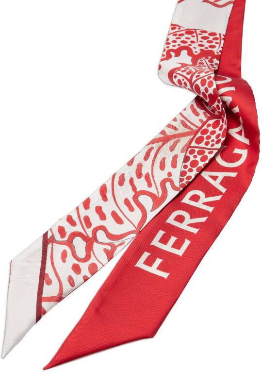 Ferragamo Zijden bandeau sjaal met print Rood