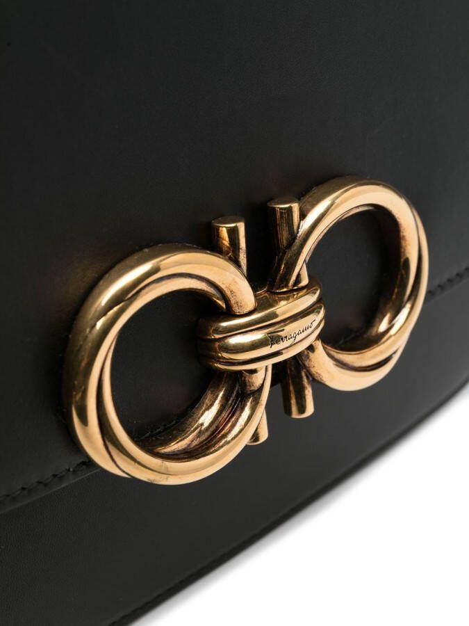 Ferragamo Gancini leren schoudertas Zwart