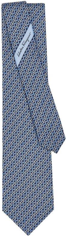 Ferragamo Stropdas met gancini-print Blauw