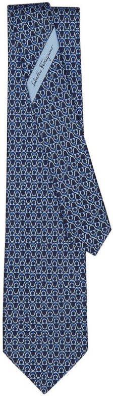 Ferragamo Stropdas met gancini-print Blauw