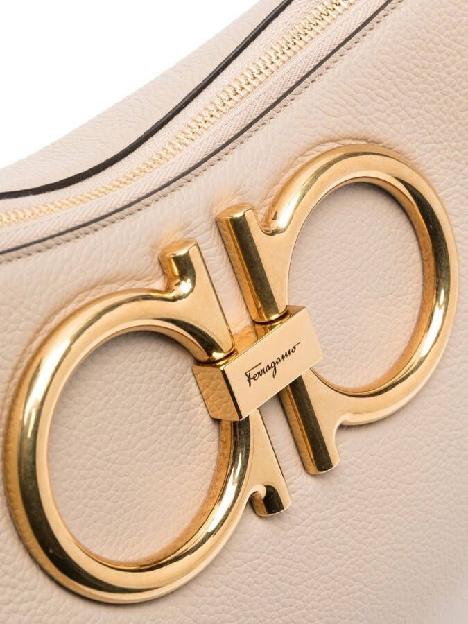 Ferragamo Gancini schoudertas met logo Beige