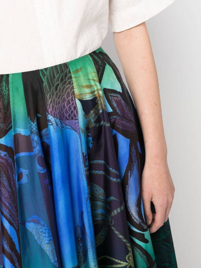 Ferragamo Midi-rok met print Groen