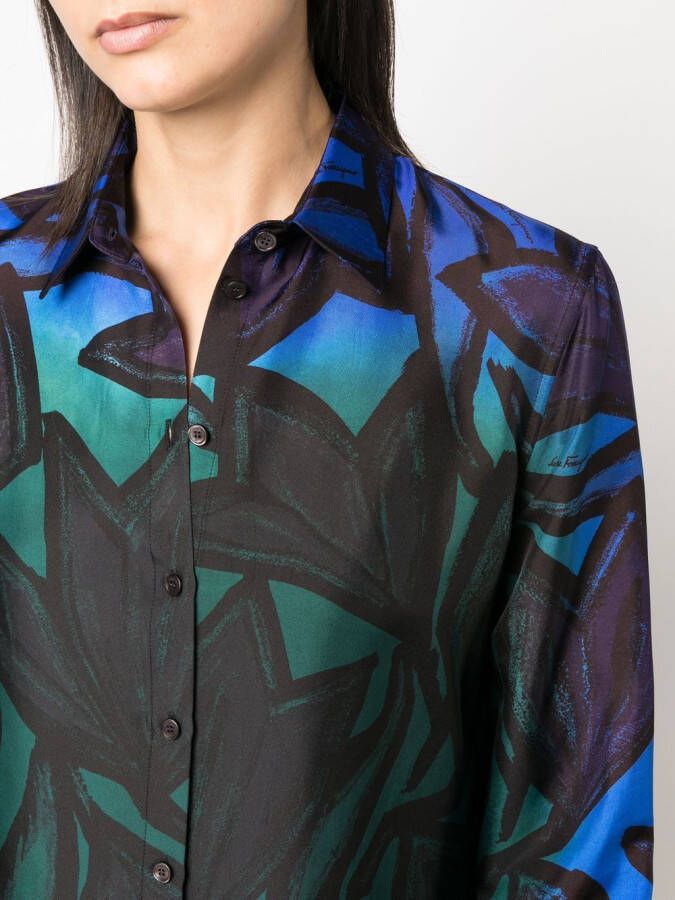 Ferragamo Blouse met grafische print Zwart