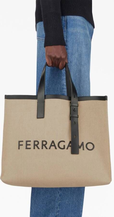 Ferragamo Leren shopper Beige