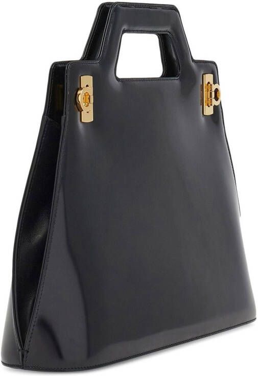 Ferragamo Leren shopper Zwart