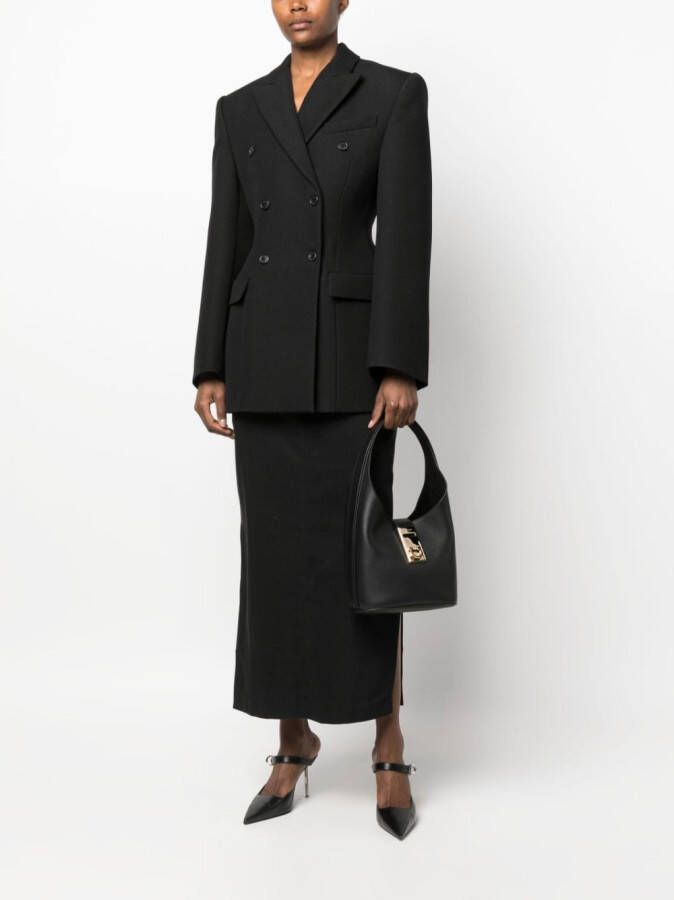 Ferragamo Schoudertas met gegraveerd logo Zwart