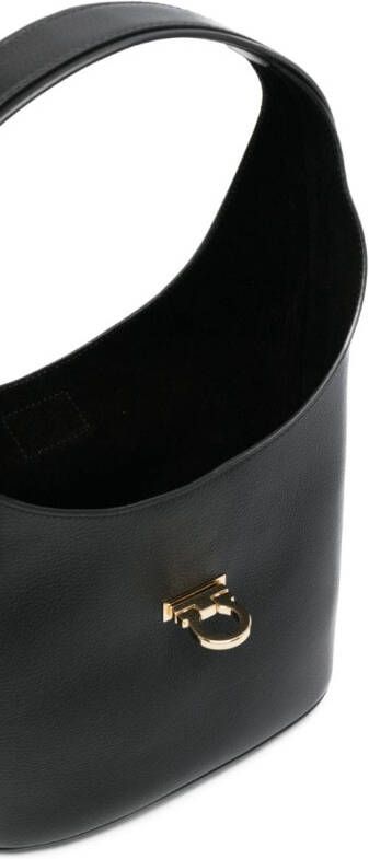 Ferragamo Schoudertas met gegraveerd logo Zwart