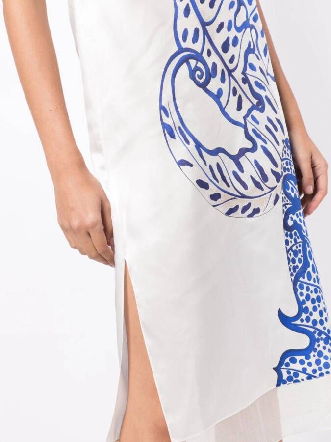 Ferragamo Midi-jurk met bloemenprint Wit