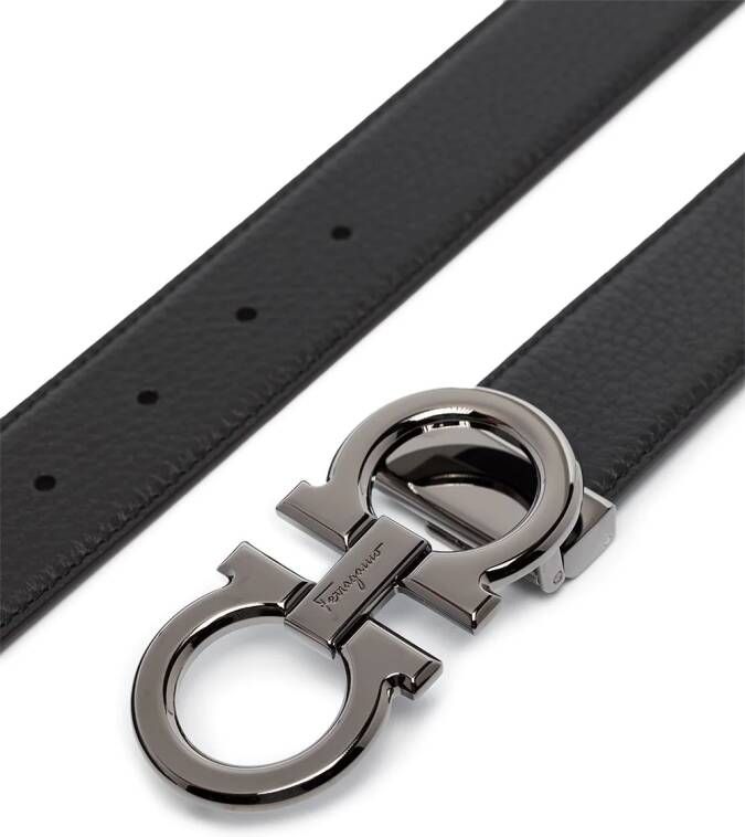 Ferragamo Omkeerbare leren gancini riem Zwart