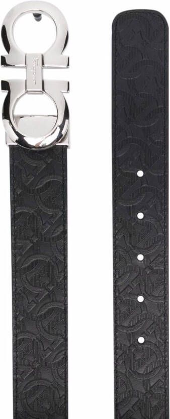 Ferragamo Riem met Gancini-reliëf Zwart