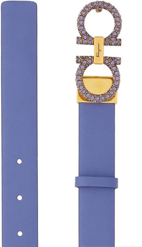 Ferragamo Riem verfraaid met stras Paars