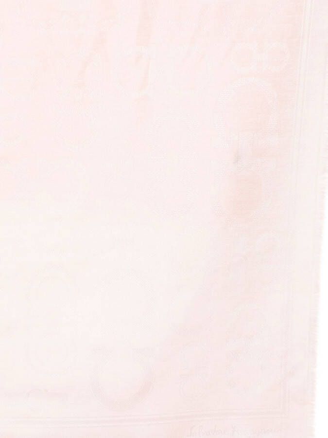 Ferragamo Sjaal met gancini print Roze