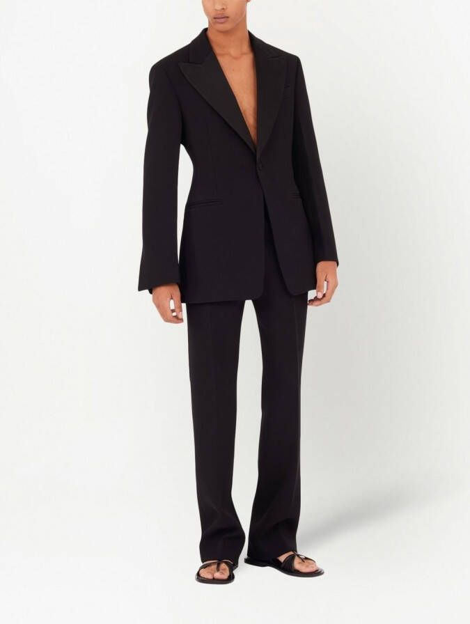 Ferragamo Smoking blazer met enkele rij knopen Zwart