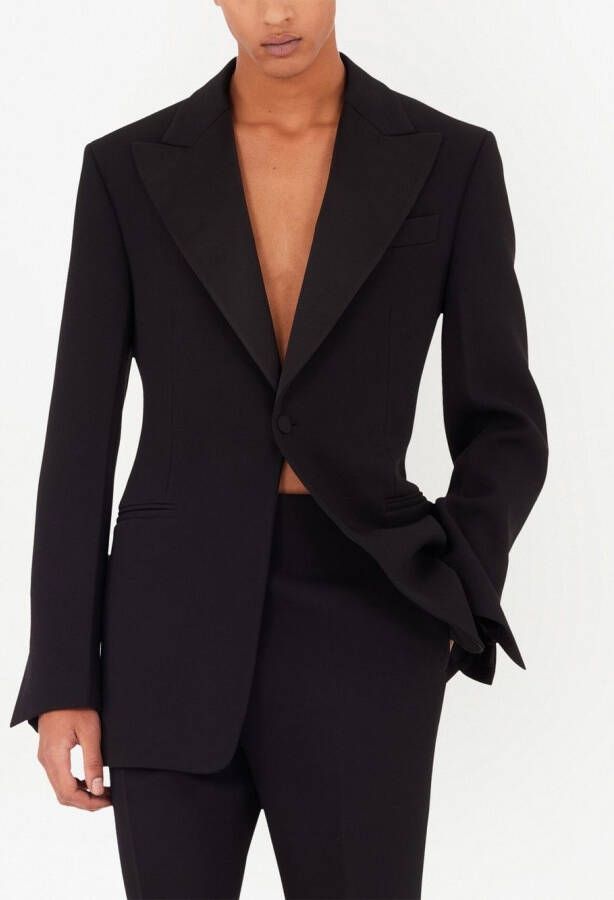 Ferragamo Smoking blazer met enkele rij knopen Zwart
