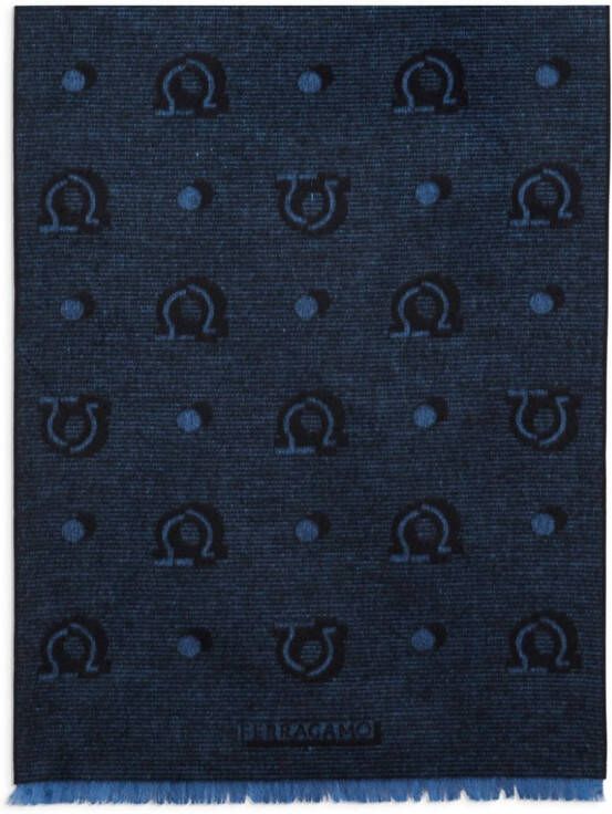 Ferragamo Stropdas met jacquard Blauw