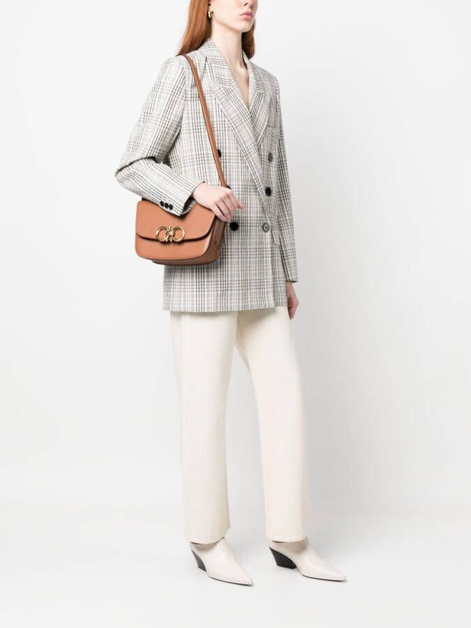 Ferragamo Trapezio leren crossbodytas Bruin