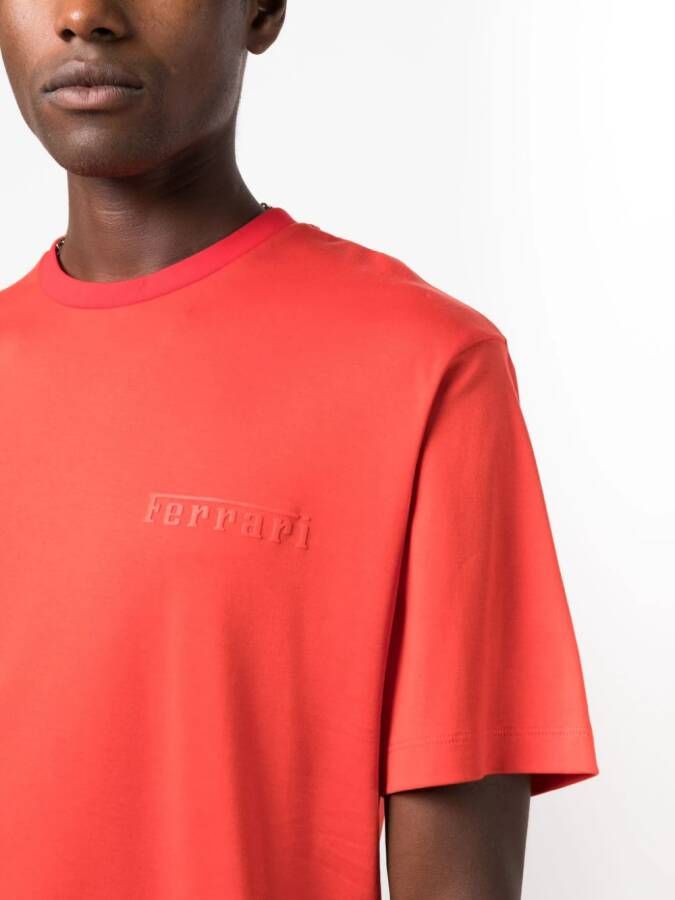 Ferrari T-shirt met logo-reliëf Rood