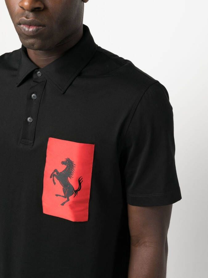 Ferrari Poloshirt met paardenpatch Zwart