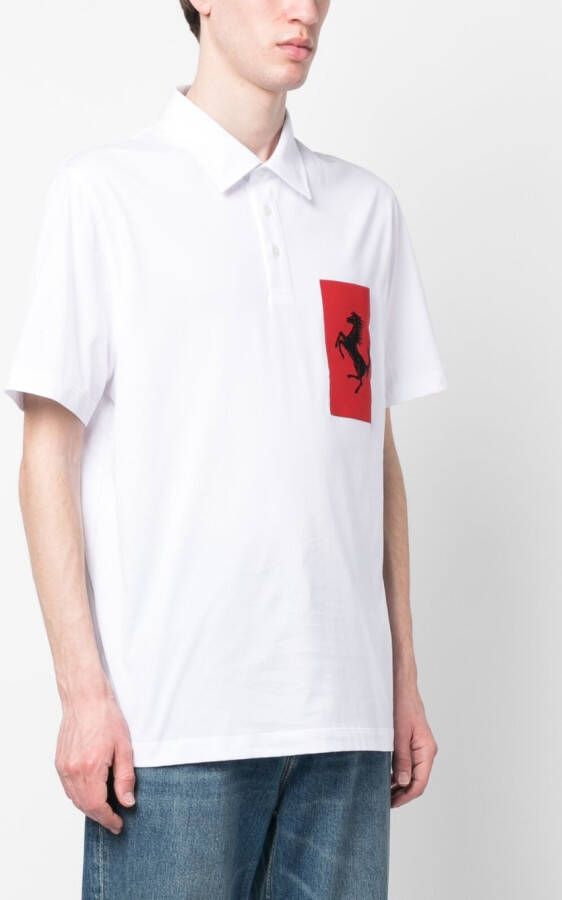 Ferrari Poloshirt met paardenpatch Wit