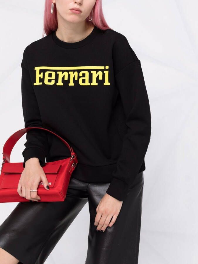 Ferrari Sweater met geborduurd logo Zwart