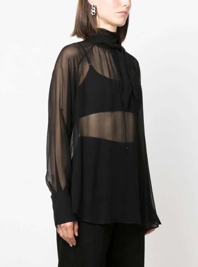 Filippa K georgette silk blouse Zwart
