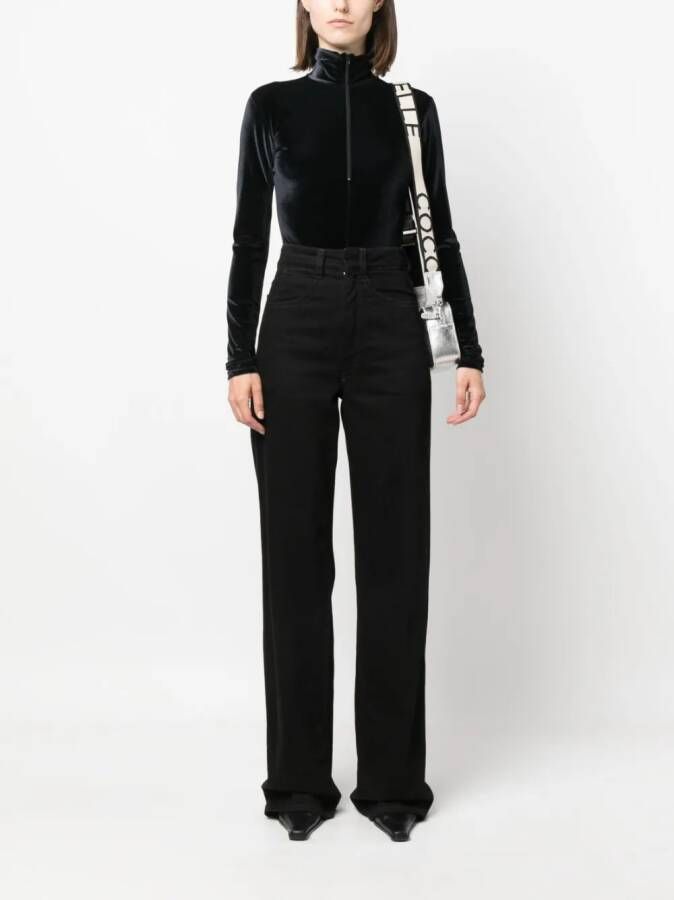 Filippa K zip-up velvet body Zwart