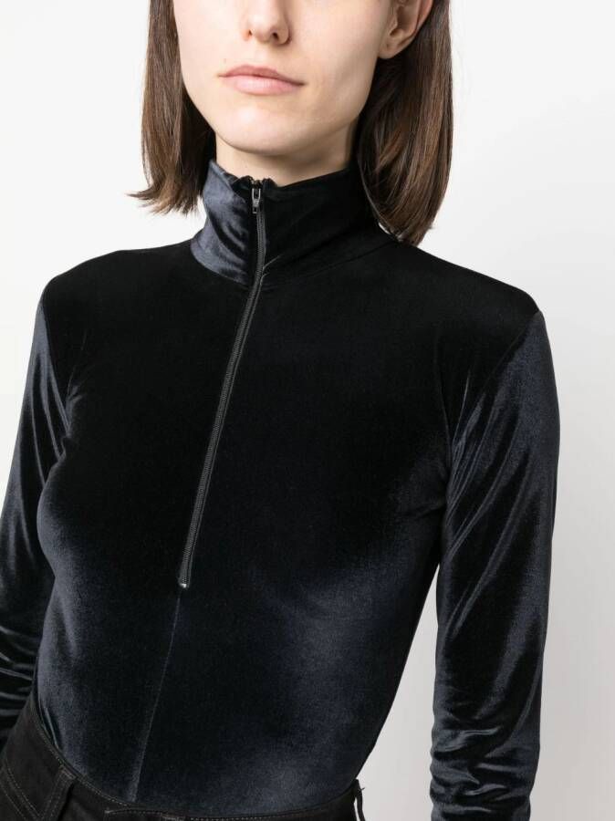 Filippa K zip-up velvet body Zwart