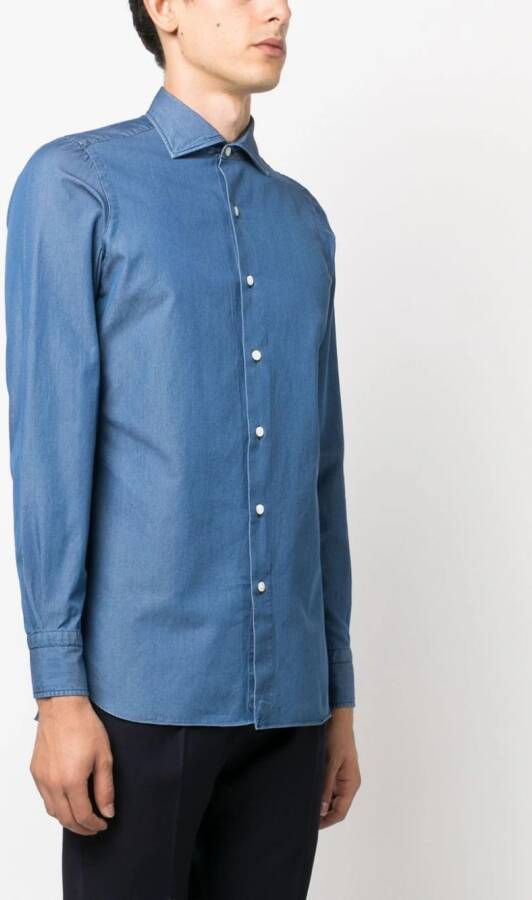 Finamore 1925 Napoli Denim overhemd Blauw