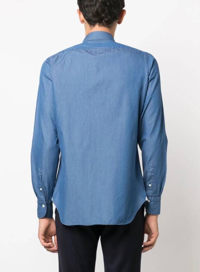 Finamore 1925 Napoli Denim overhemd Blauw