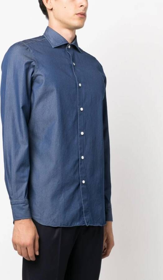 Finamore 1925 Napoli Denim overhemd Blauw