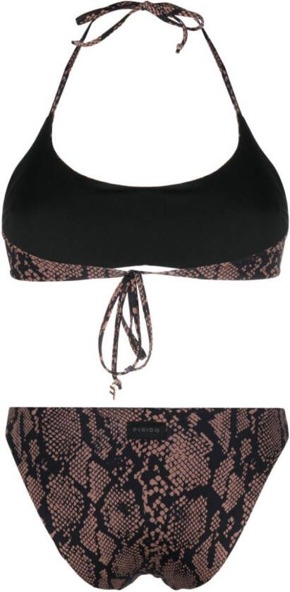 Fisico Bikini met slangenprint Zwart
