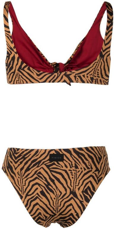 Fisico Bikinislip met tijgerprint Beige