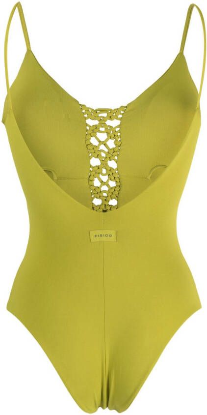 Fisico Badpak met gevlochten detail Groen