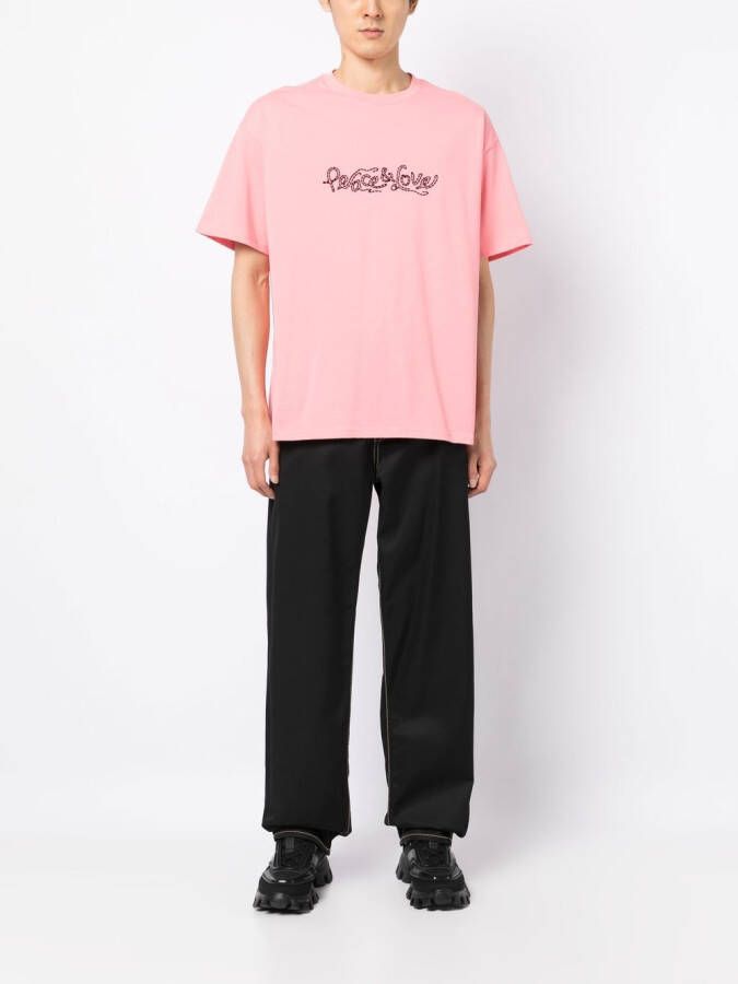 FIVE CM T-shirt met geborduurde tekst Roze