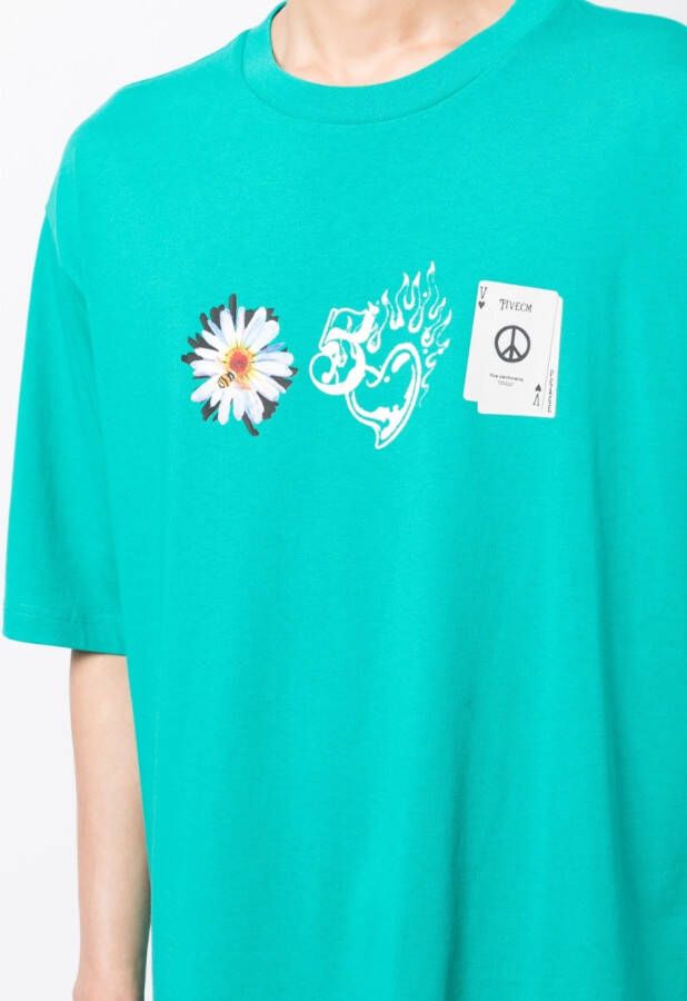 FIVE CM T-shirt met print Groen