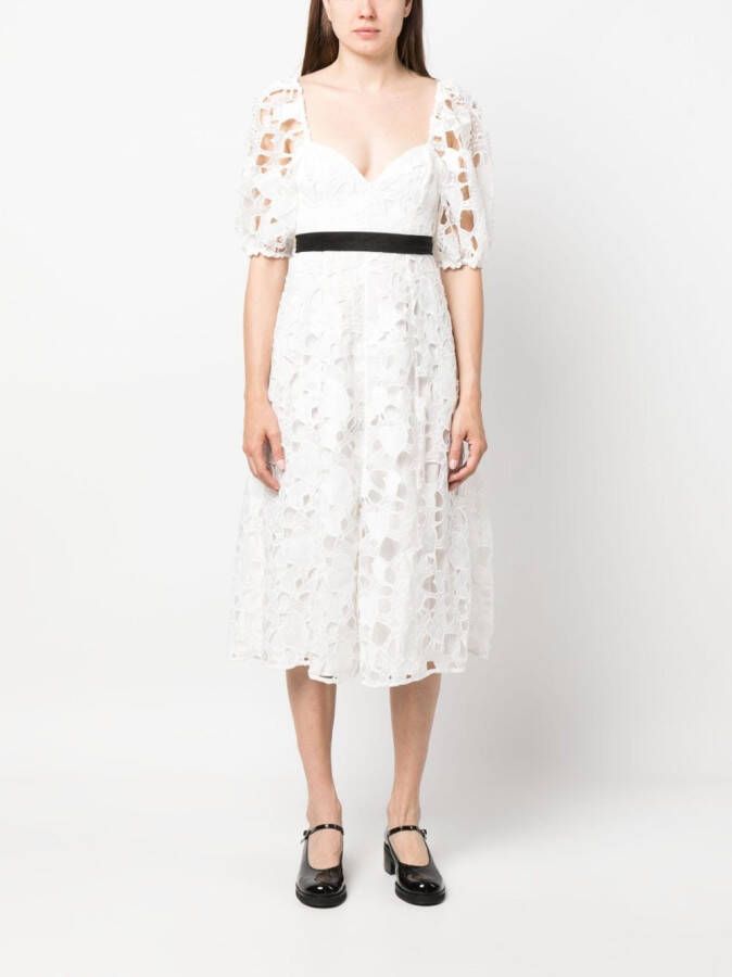 For Love And Lemons Midi-jurk met geborduurd hart Wit