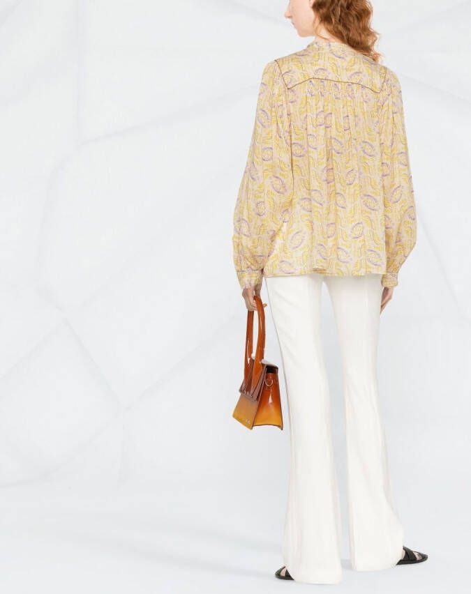 Forte Blouse met abstracte print Beige
