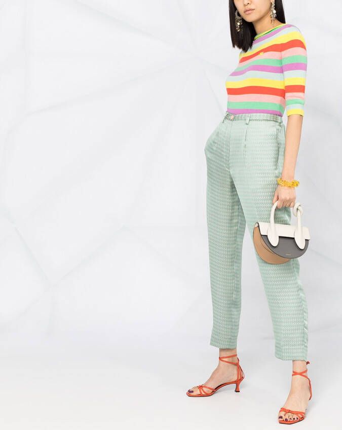 Forte Broek met pied-de-poule print Groen