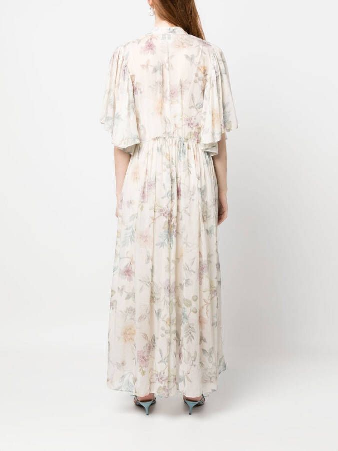 Forte Midi-jurk met bloemenprint Beige