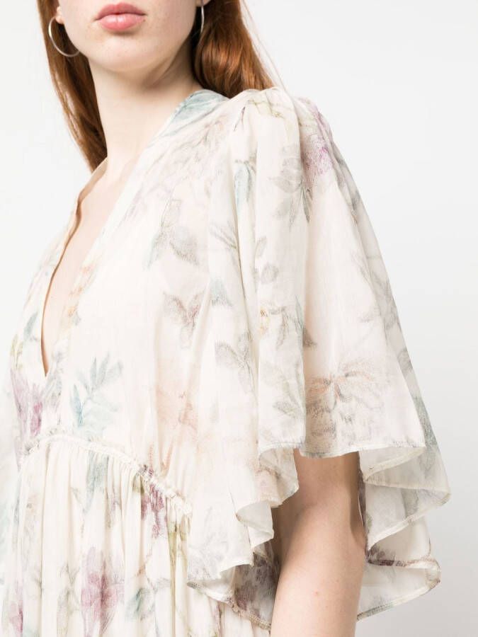 Forte Midi-jurk met bloemenprint Beige