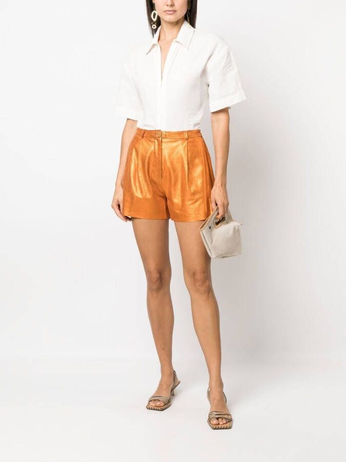 Forte Leren shorts Oranje