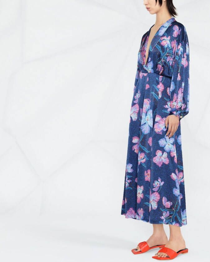 Forte Midi-jurk met bloemenprint Blauw