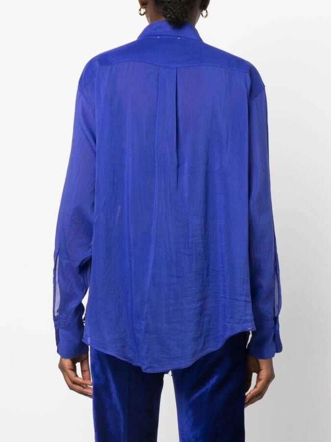 Forte Semi-doorzichtige blouse Blauw