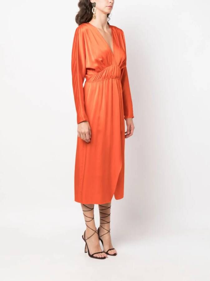 Forte Zijden midi-jurk Oranje